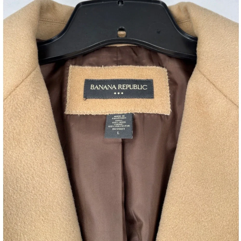 Banana Republic Overcoat Mens Large Camel 100% Wool